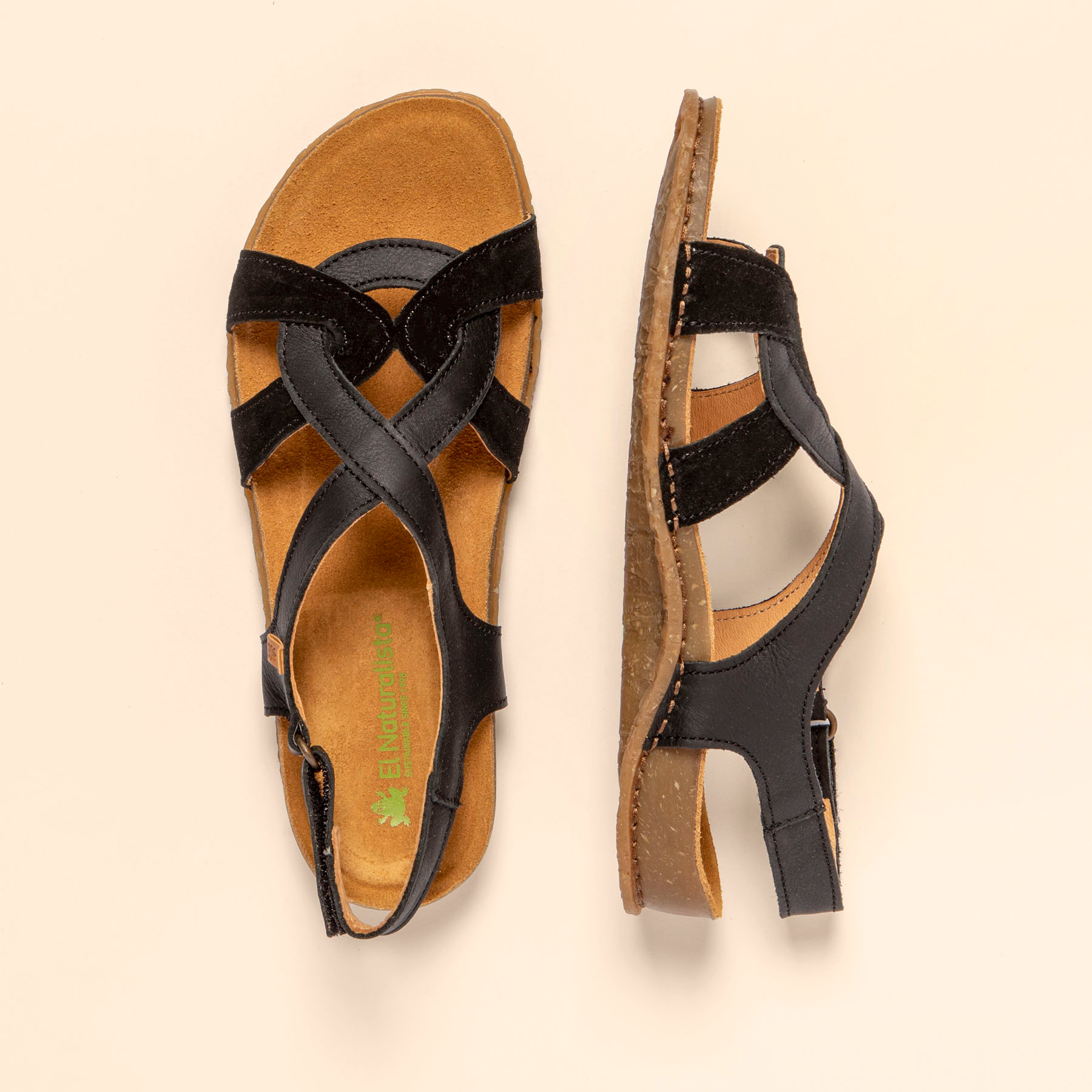 Sandalias N5819 WAX NAPPA-SILK BLACK /PANGLAO color Black