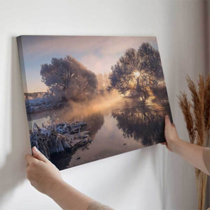 Tableau paysage givré au lever du jour Toile imprimée