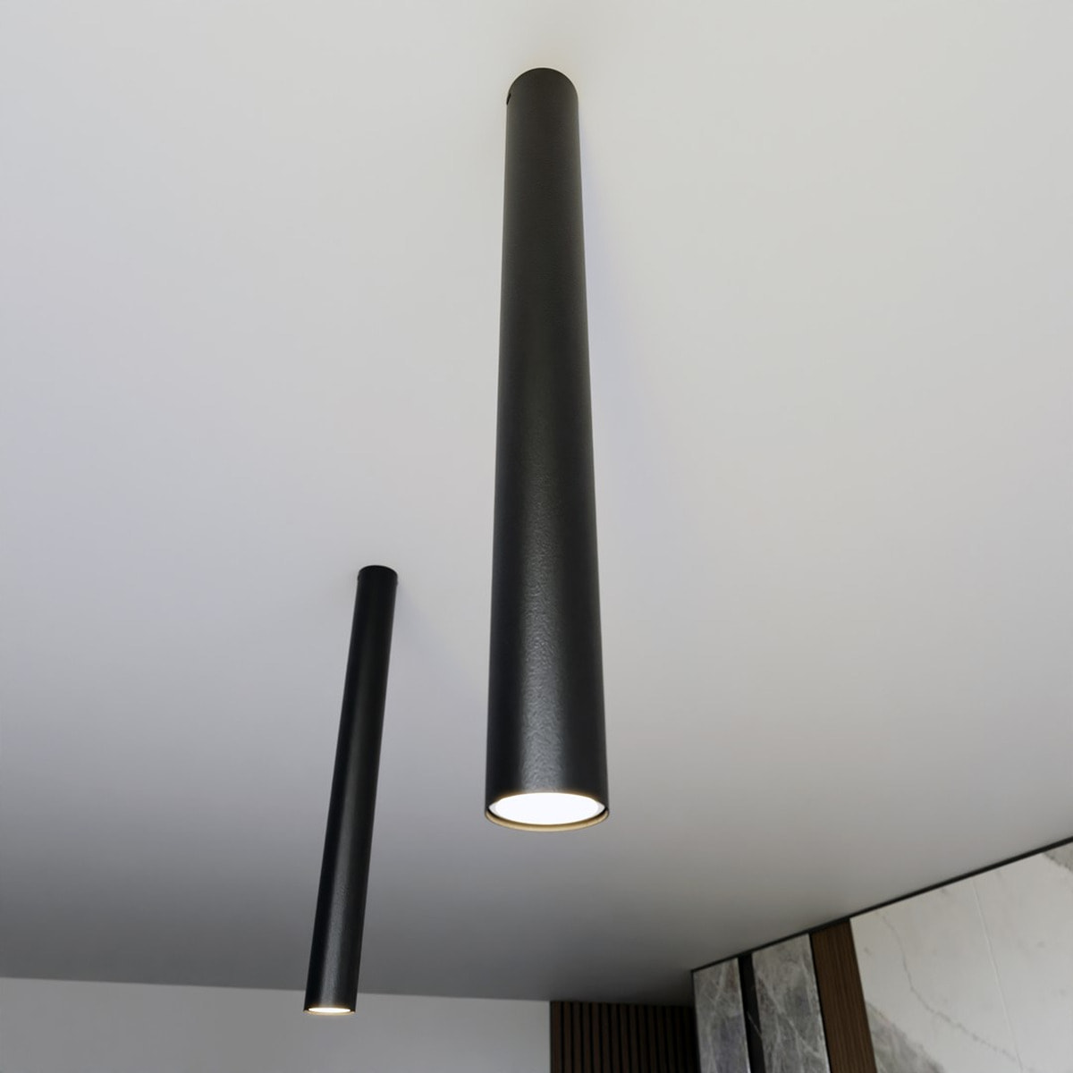 Lampada a sospensione Tecno 1XL in acciaio nero opaco