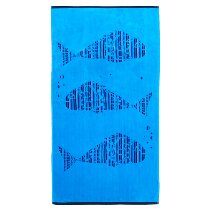 Serviette de plage éponge velours Jacquard Fisky 75x150