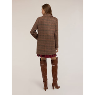 Motivi - Cappotto slim fantasia check - Marrone