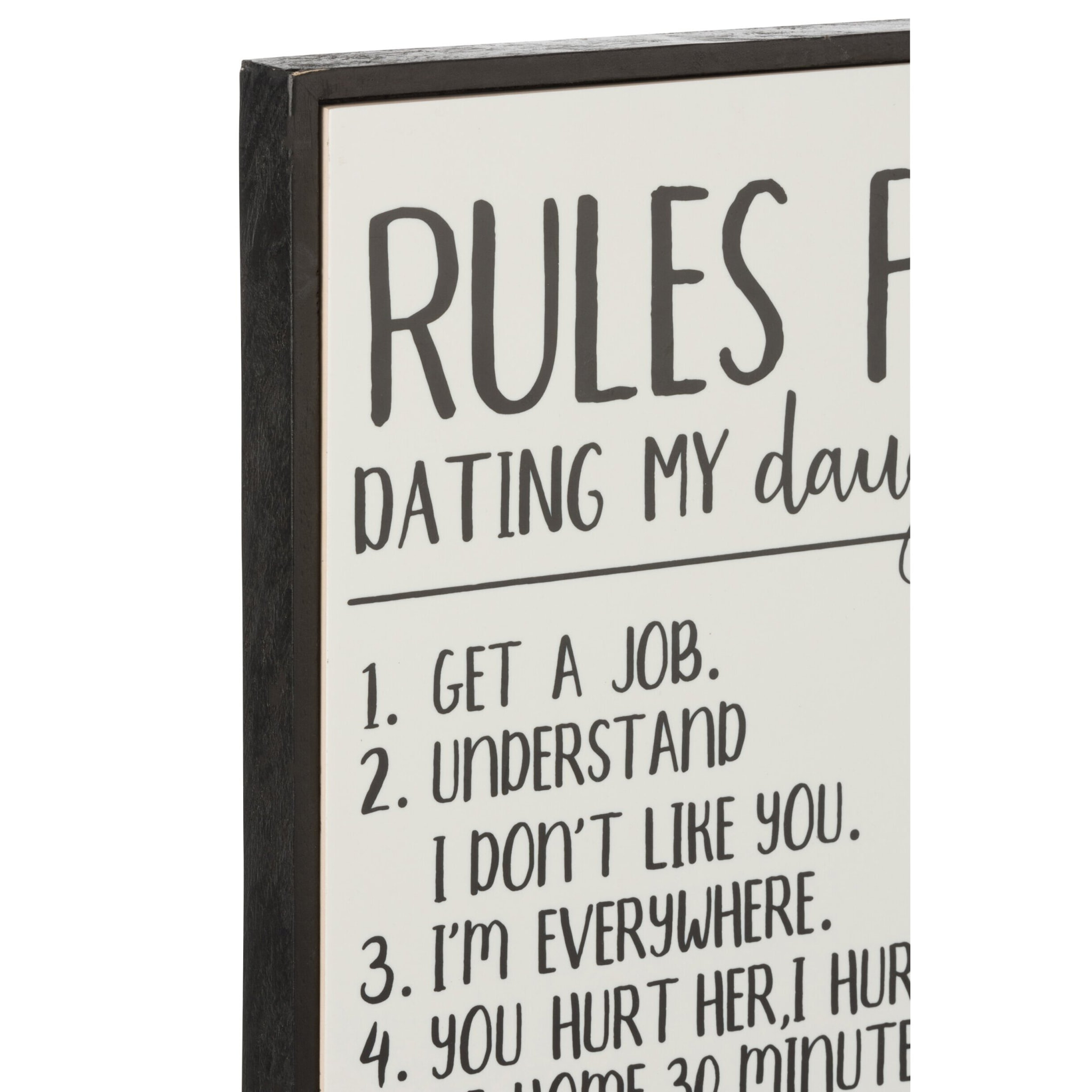J-Line pancarte 'Rules For Dating My Daughter' - bois/céramique - blanc/noir