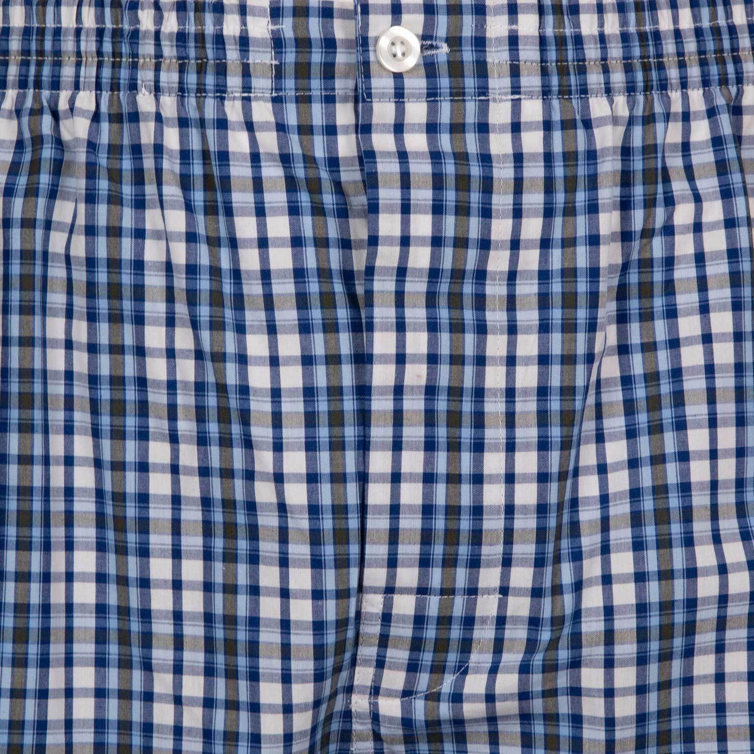 PANTALONE GRINO cotone quadretto bianco, blu, blu scuro