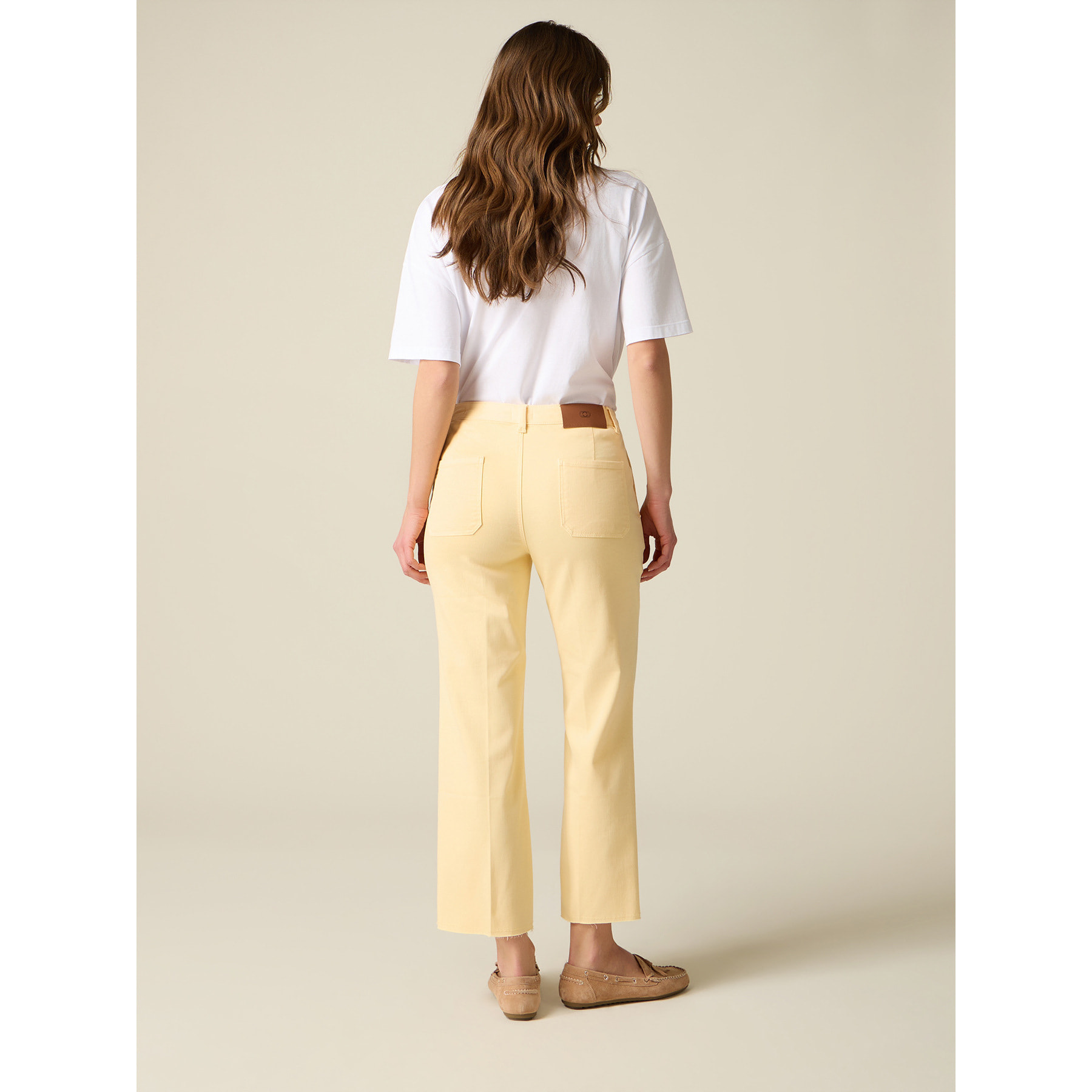 Oltre - Pantaloni cropped in drill misto cotone - Giallo