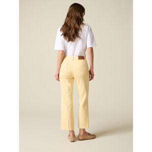 Oltre - Pantaloni cropped in drill misto cotone - Giallo
