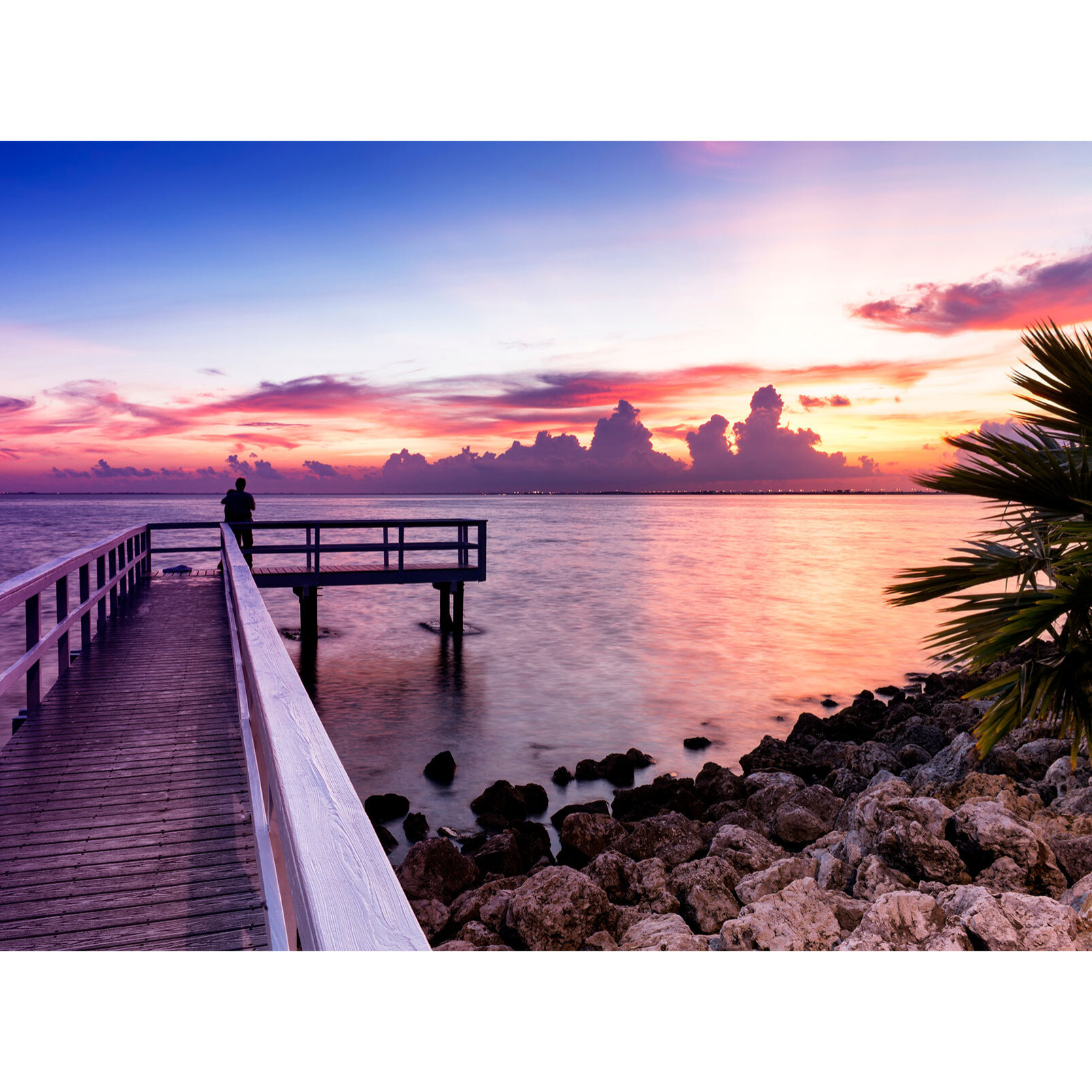 Papier peint panoramique coucher de soleil a miami Intissé