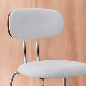 Chaise décor bois courbé teinté noyer et tissu déperlant pieds métal chromé (lot de 2) ERIN