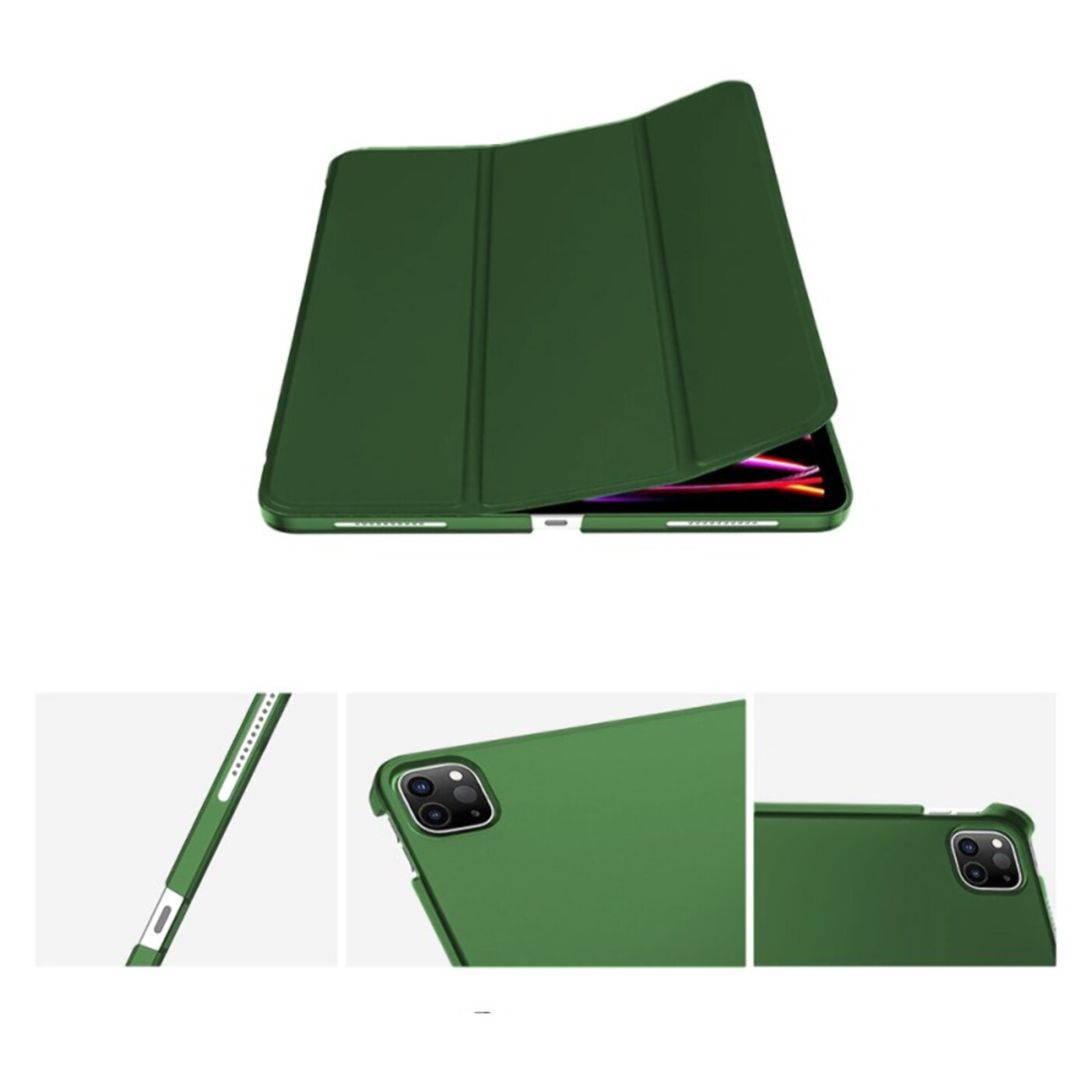 Étui Smart Cover iPad Pro 12.9 pouces (2018/2020/2021) Vert Foret à Rabat avec Support