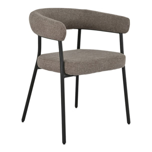 Set 2 sedie da pranzo Trivio in tessuto marrone con gambe in acciaio grigio
