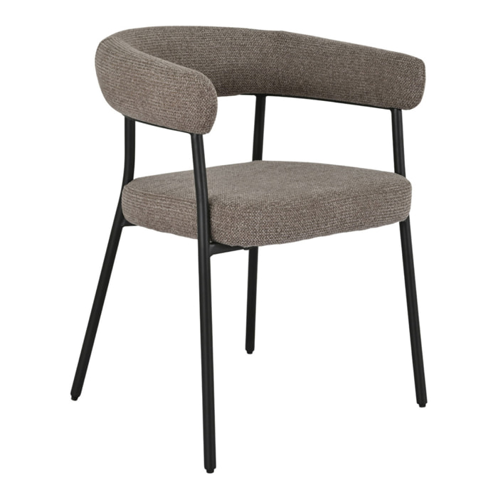 Set 2 sedie da pranzo Trivio in tessuto marrone con gambe in acciaio grigio