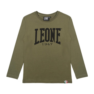 Camiseta básica de manga larga con logo grande de Leone 1947 para niños