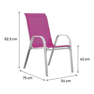Fauteuil jardin Textilène "Cordoba" - Phoenix - Rose - Lot de 2