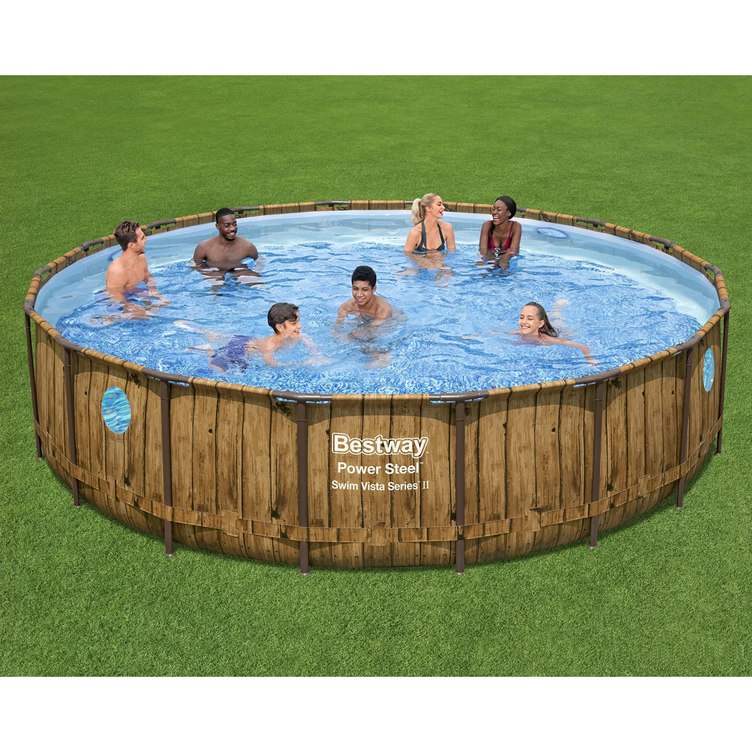 Piscine tubulaire ronde Ø 5,49 x 1,22 m aspect bois POWER STEEL SWIM VISTA de Bestway