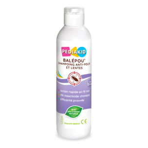 PEDIAKID - Balépou® Shampoing - Traitement Anti-Poux et Lentes Naturel - Agit en 15 minutes - Dès 3 mois - Dispositif Médical - Flacon 200ml