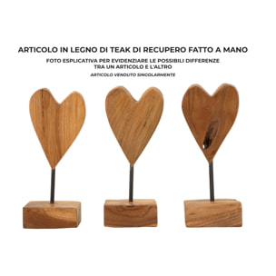SCULTURA CUORE IN TEAK RIC. CM 10X10X25 (PEZZI UNICI - NON RIP. IN SERIE)