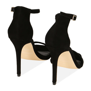 Sandalias de ante fucsia, tacón de 10 cm