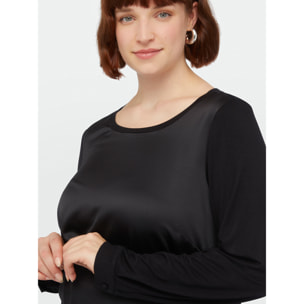 Fiorella Rubino - Camiseta de manga larga de dos tejidos - Negro