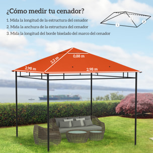 Outsunny Techo de Repuesto para Cenador, 3x3 m, Cubierta de Repuesto con 8 Orificios de Drenaje, Ventilación y Protección UV, SOLO Toldo de Recambio para Pabellón Gazebo, Naranja