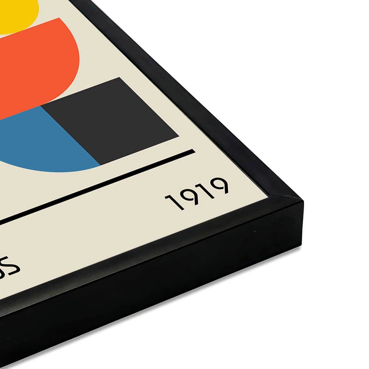 Affiche encadrée bauhaus composition géométrique Affiche + cadre en métal - Noir