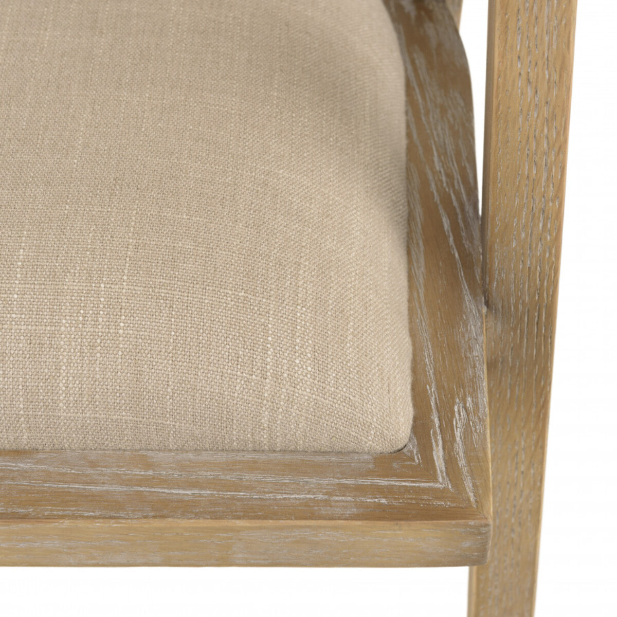 PIERRE - Chaise en bois assise tissu couleur lin dossier rotin naturel