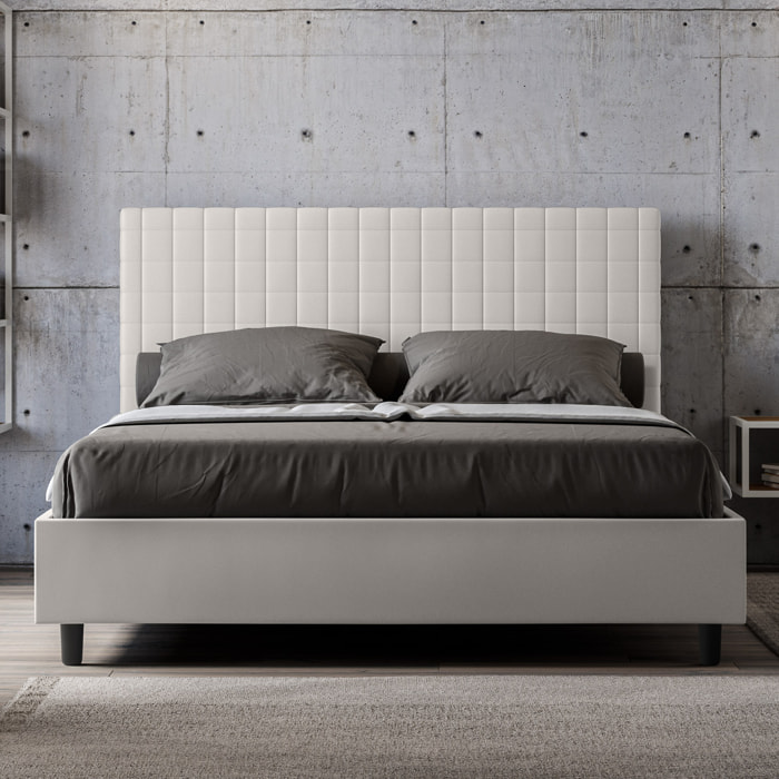 Letto matrimoniale senza rete imbottito 160x210 similpelle bianco Sunny