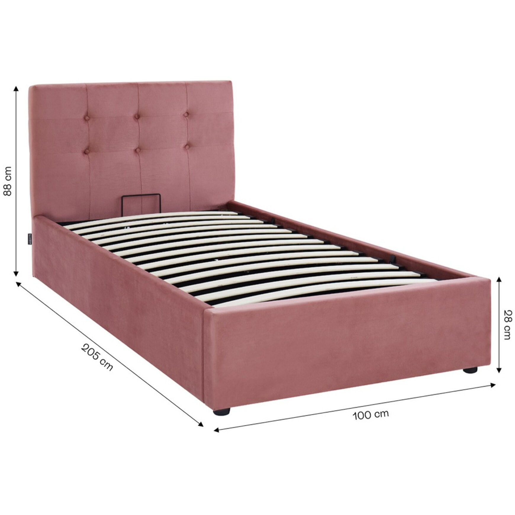 Lit coffre avec tête de lit en velours - TINA