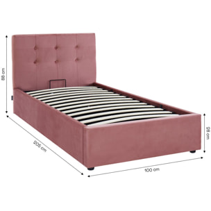 Lit coffre avec tête de lit en velours - TINA