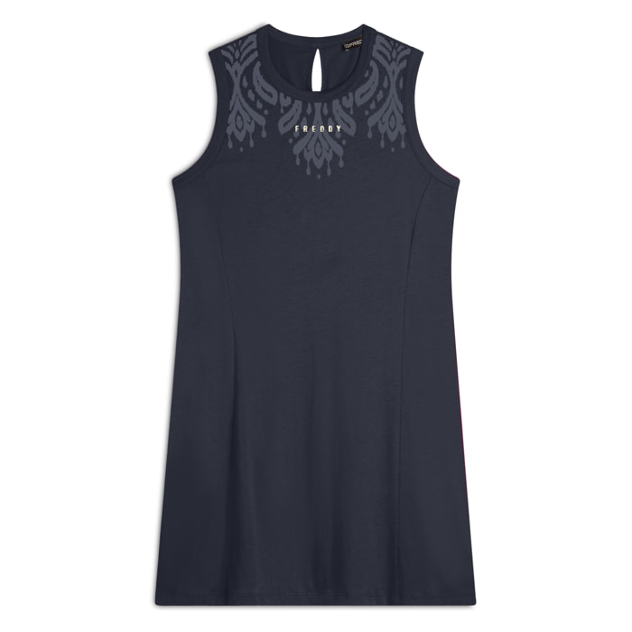 Vestito senza maniche in jersey con dettagli floreali