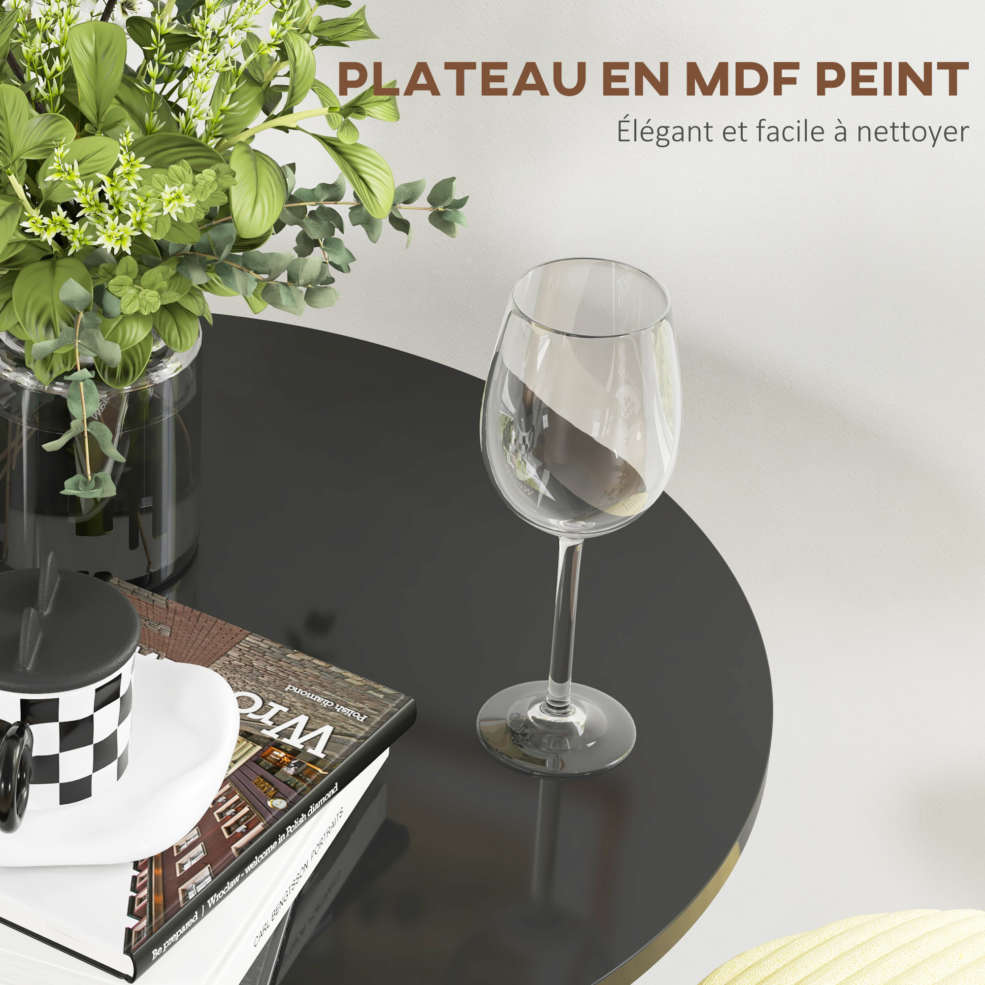 Table de bar ronde style contemporain dim. 60L x 60l x 102H cm noir