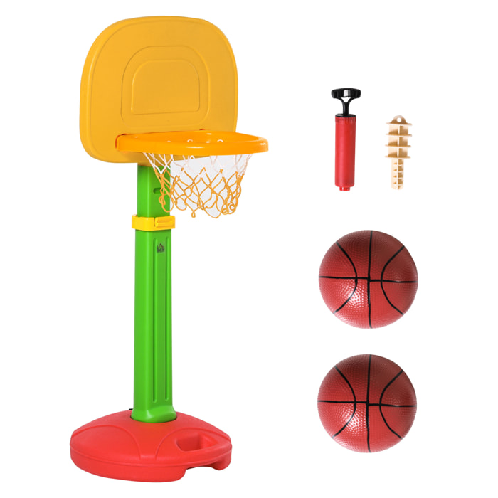 Canasta de Baloncesto Infantil con Altura Ajustable 2 Pelotas e Inflador +3 Años