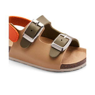 Sandalias de Bebés con Doble Hebilla Marrón Claro