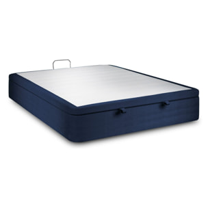 Sommier Coffre en velours chic - Grand coffre et ouverture facile - Montage rapide, adapté à tous les matelas - Hauteur Totale de 39cm - Finition élégante - 2 places