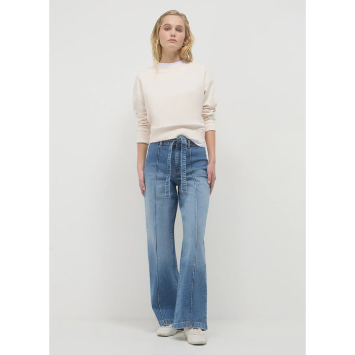 Jeans wide leg con fusciacca