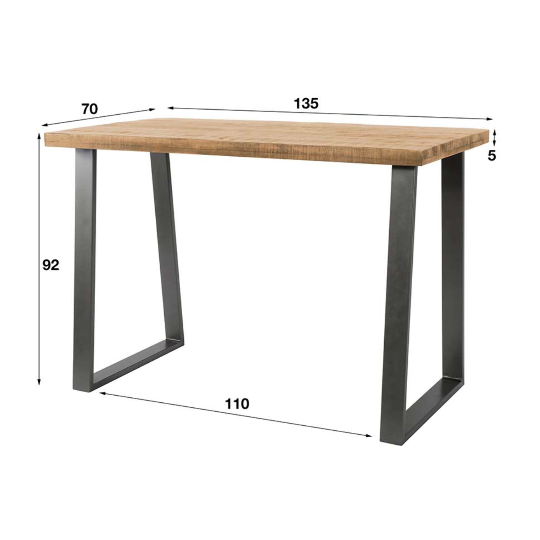 Jayto - table de bar - bois massif de manguier - 4 personnes - Noir / Bois