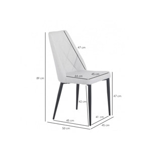 Chaise en tissu capitonné avec piètement métal noir - TOMEN