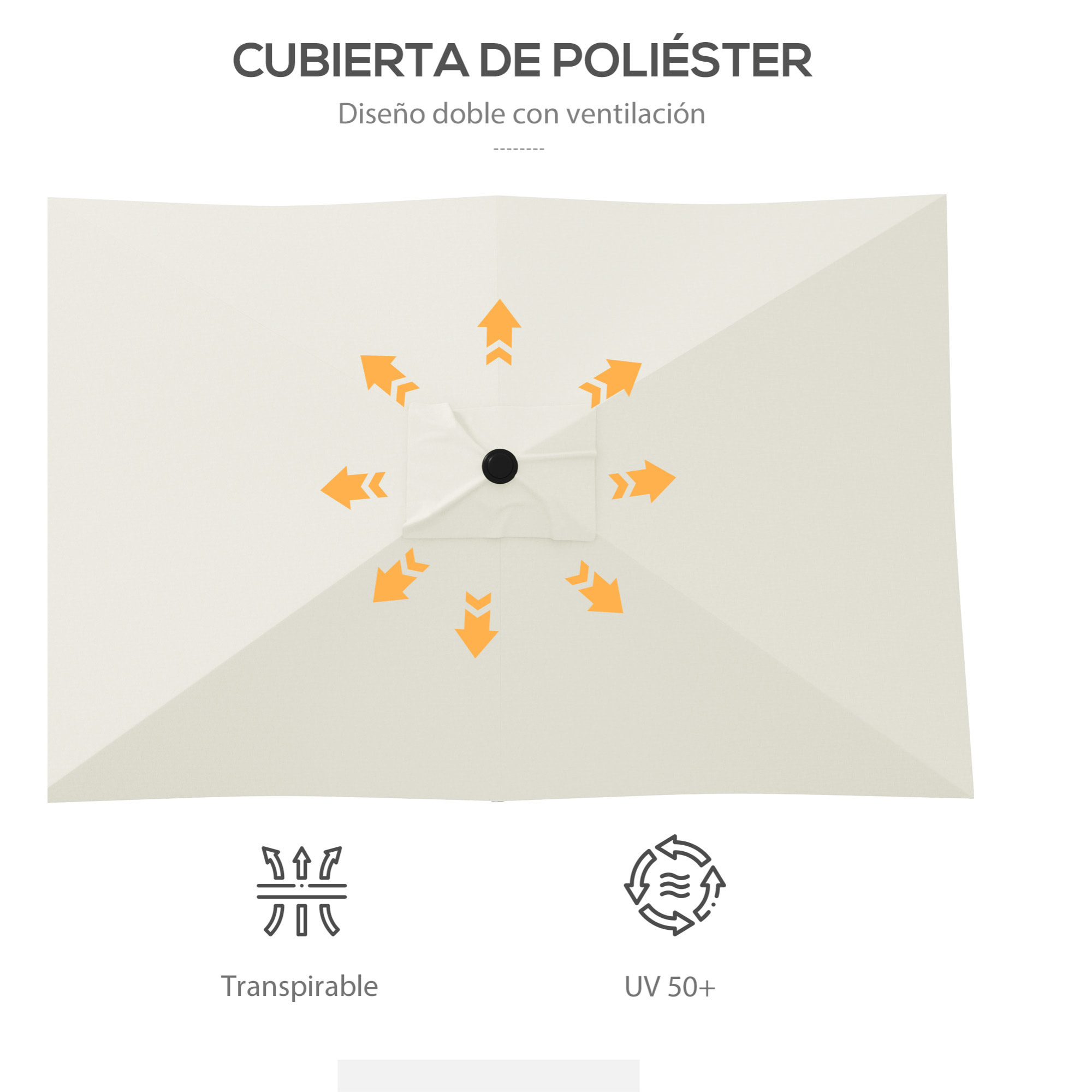 Sombrilla de Terraza Exterior 3x2 m Parasol de Terraza Exterior con Ángulo Ajustable Mástil de Aluminio y Protección UV 50+ Sombrilla para Jardín Patio Beige