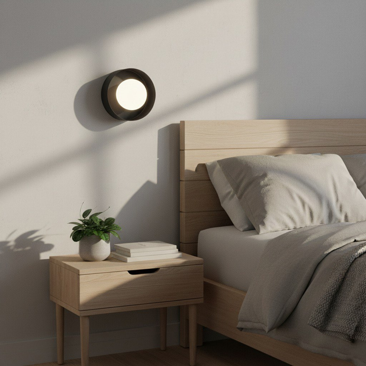 Lampada a parete Lulu in acciaio nero con diffusore sferico