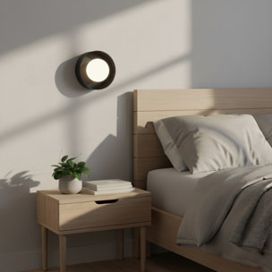 Lampada a parete Lulu in acciaio nero con diffusore sferico