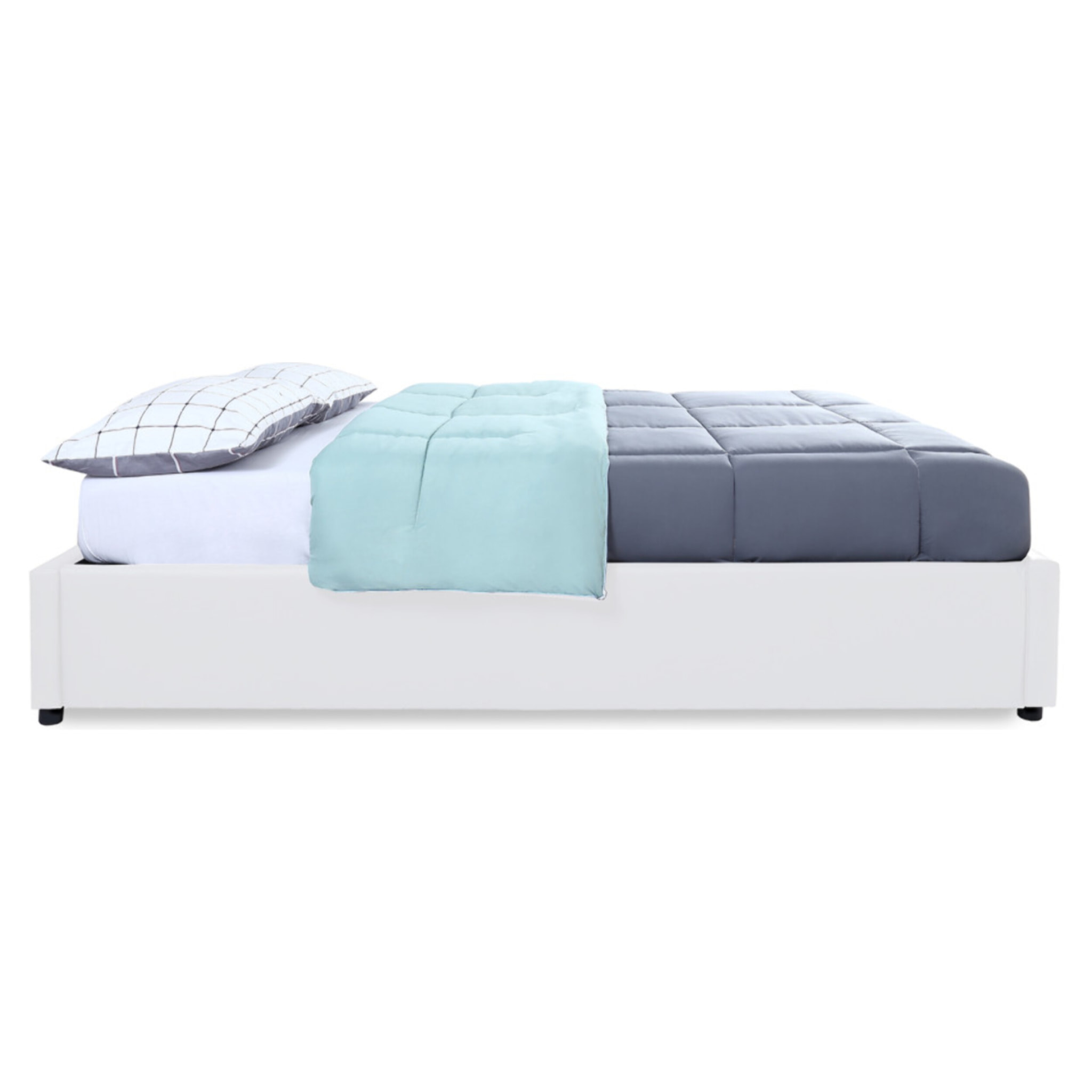 Lit coffre Otto en similicuir blanc avec sommier 140x190cm