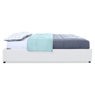 Lit coffre Otto en similicuir blanc avec sommier 140x190cm