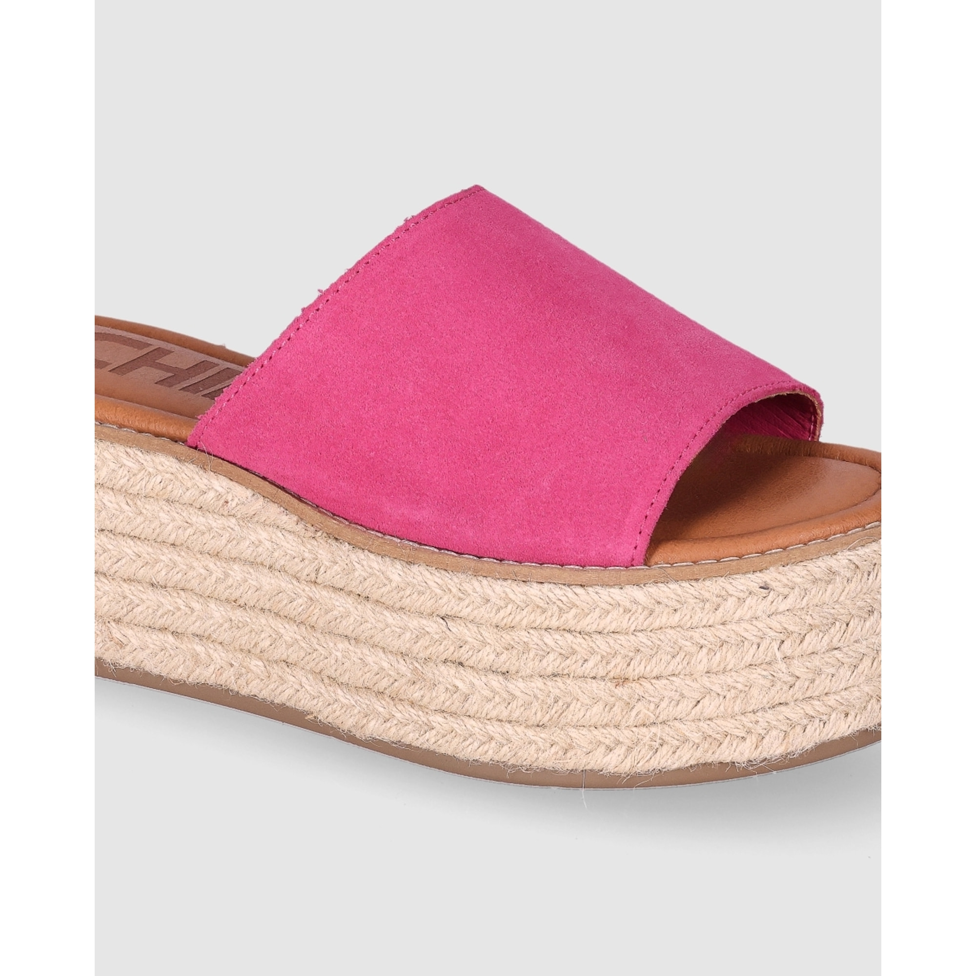 Sandalias de Serraje - Fucsia - Tacón: 6 cm