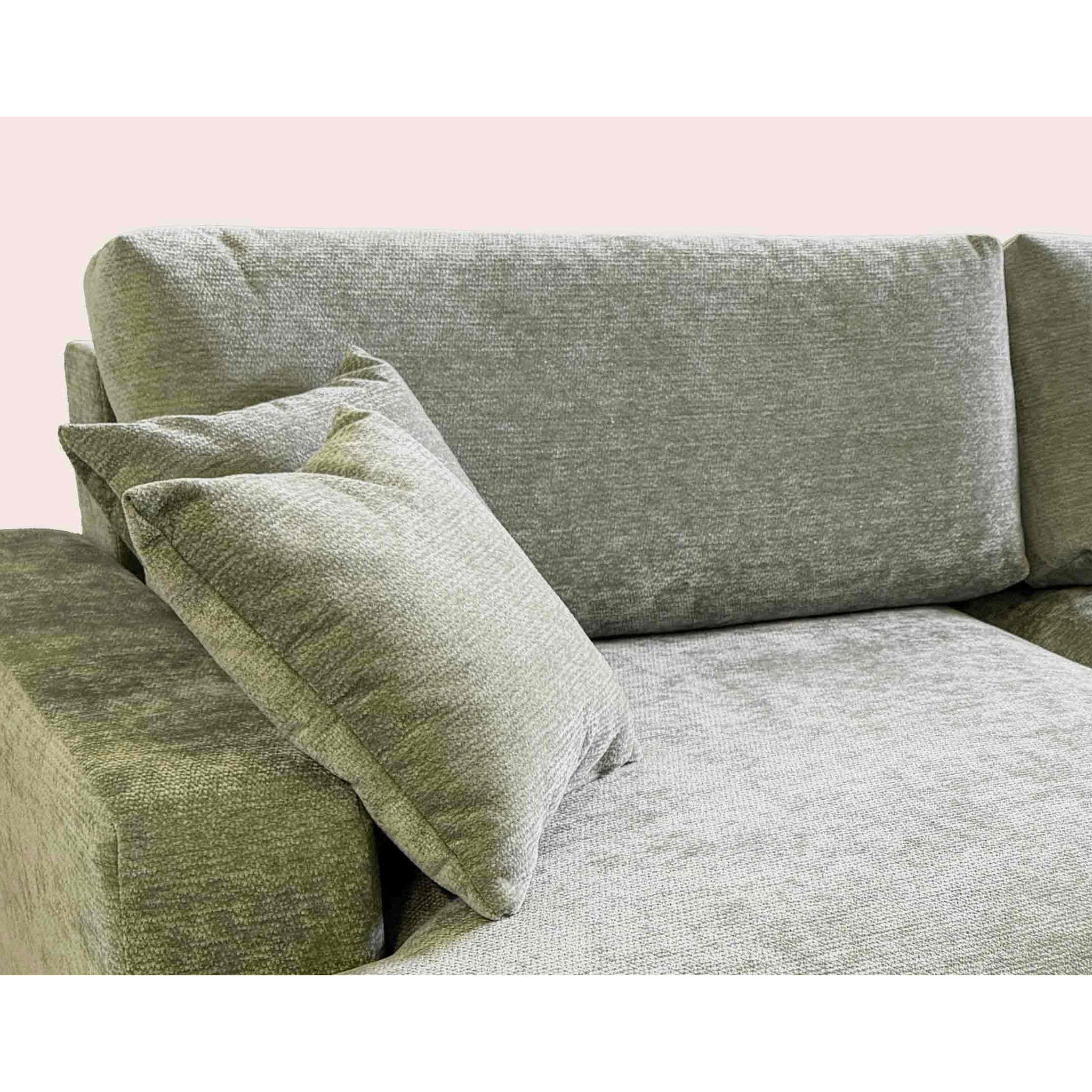 Pivoine - Canapé d'angle ouvert gauche 4 places convertible avec coffre en tissu texturé - Vert sauge