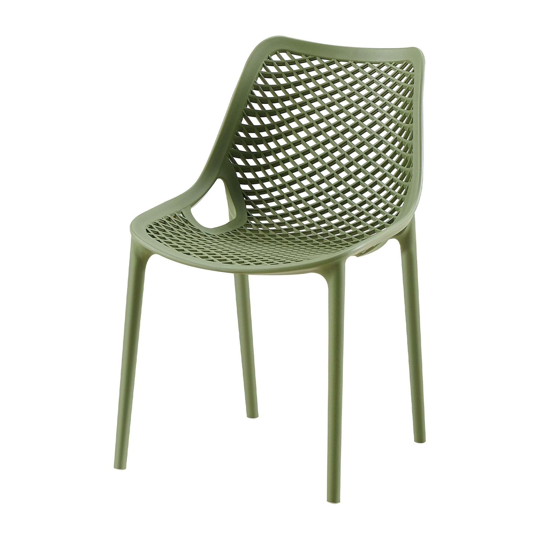 Set da, 4 Sedia Braga 2 In Polipropilene Verde Oliva per soggiorno, cucina e arredo bar