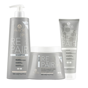 ALAMA Professional Kit Repair Shampoo 500ml + Mask 500ml + Conditioner 300ml
