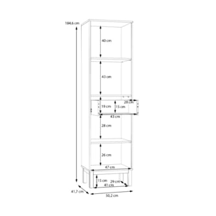 Colonne décor chêne et gris clair vitrée 185 cm 1 porte - PENNY