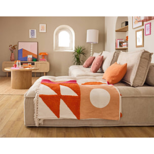 Marisol - canapé d'angle modulable 4 places - velours texturé - Beige