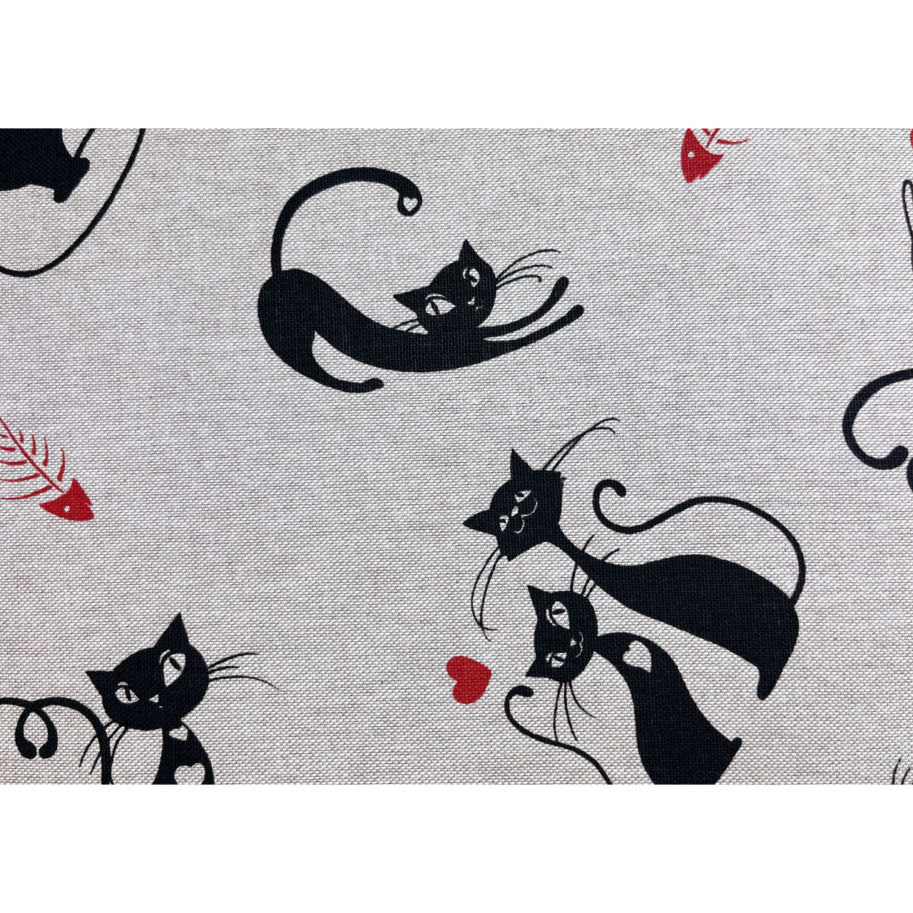 Tovaglia Cucina In Misto Cotone Made In Italy Disegno Cat Nero 140x140