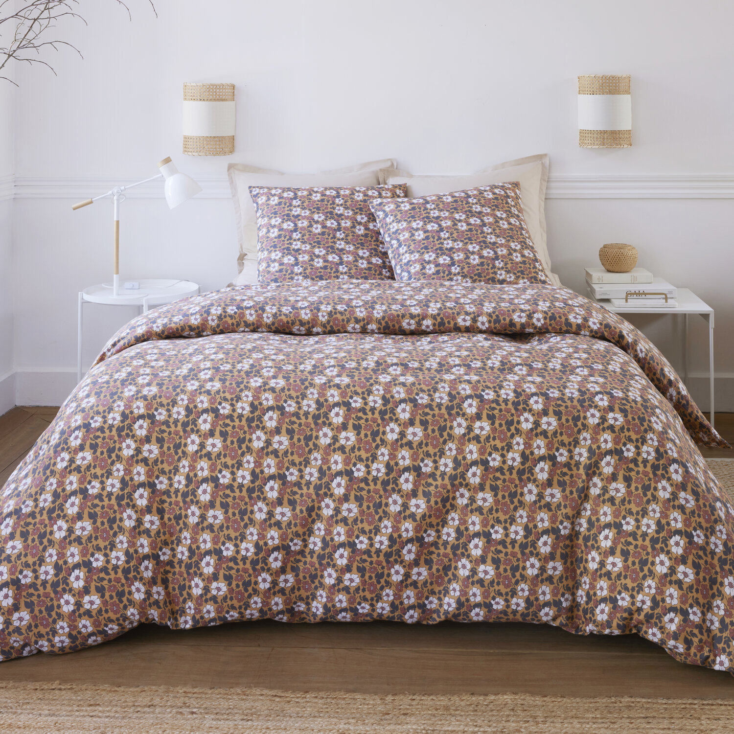 Parure housse de couette imprimé 100% gaze de coton - verone