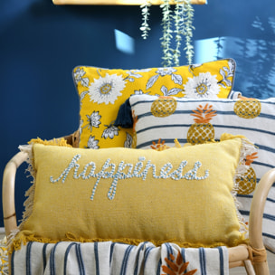 Coussin rectangulaire happiness - Jaune