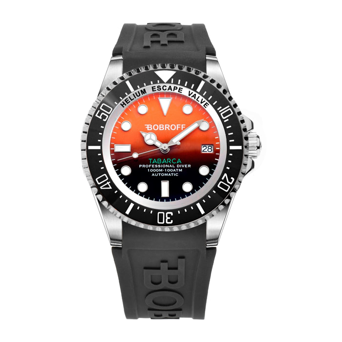 Bobroff - Reloj de hombre automatico diver profesional de buceo, 1000 m, Naranja, 44MM, valvula de helio BF0004-BFSTN